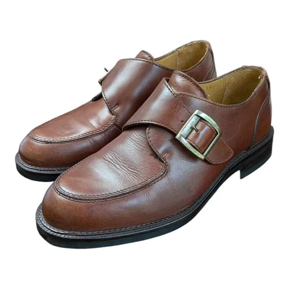 Kenneth Cole Men's 10 Monk Strap Shoes Leather Loafers Dress Brown Vtg Chunky